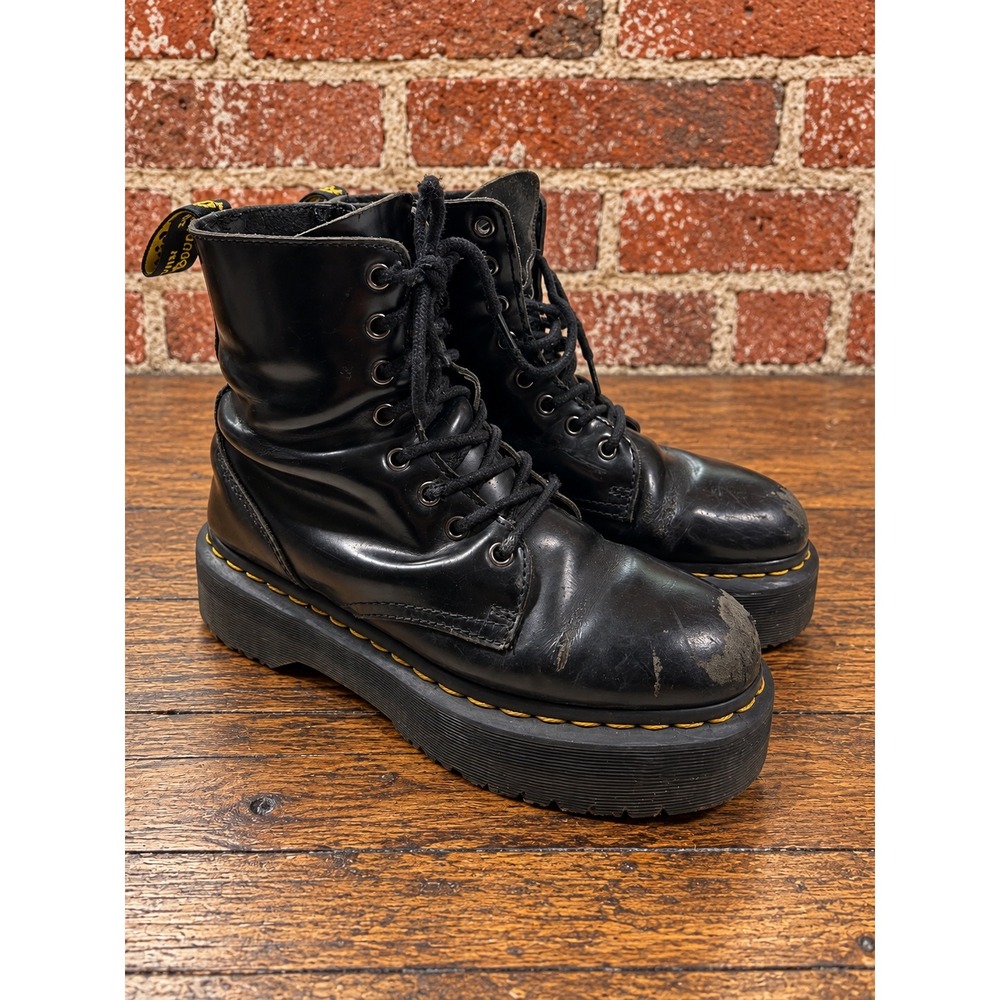 Dr. Martens Jadon Black Leather Platform Boots 7 Grunge 90s Combat Goth Chunky
